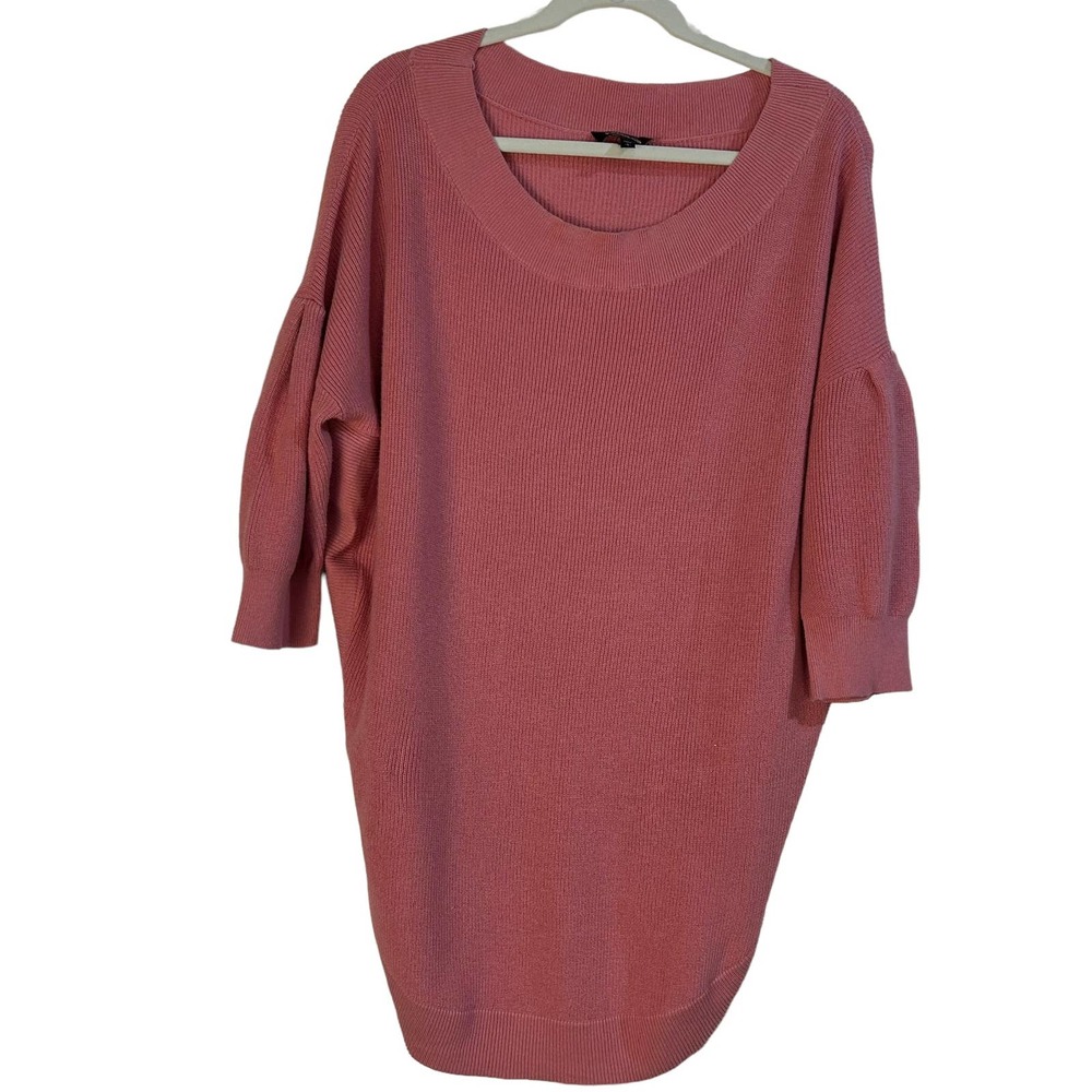 Express tunic sweater wide-neck coral pink three-quarter dolman sleeve. Sz large